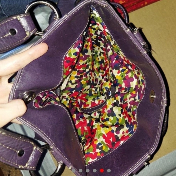 Nine west Purple deep purse with color pop dots interiors - Picture 5 of 6